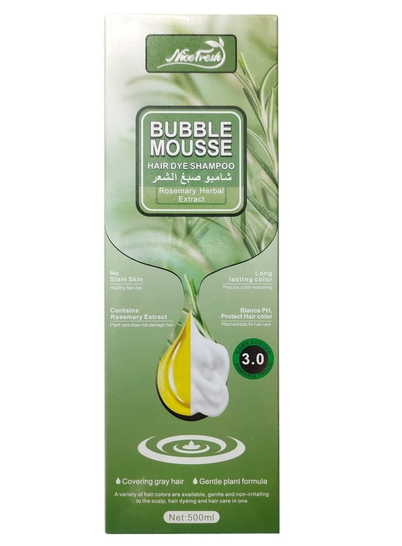 Bubble Mousse Hair Dye Shampoo Dark Coffee 3.0 - 500 ml